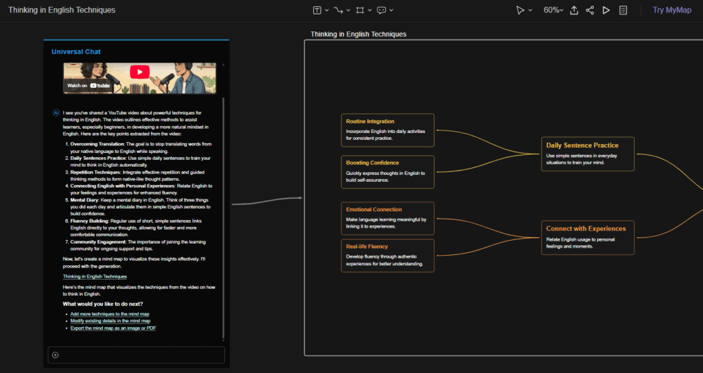 MyMap AI — The Only Summarize YouTube Video AI That Thinks in Mind Maps