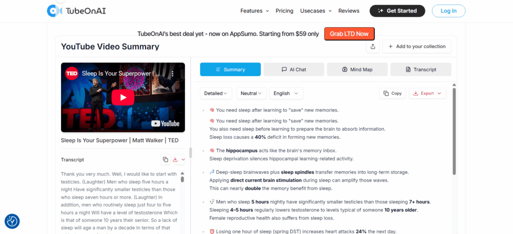 TubeOnAI — The Most Accessible All-Purpose AI Tool to Summarize YouTube Video