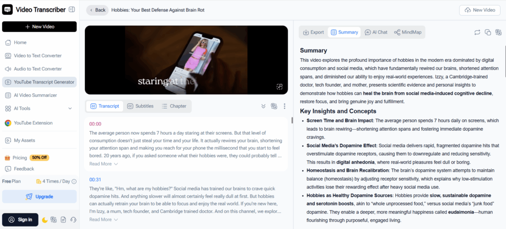 Video Transcriber AI: Best for Blog Drafts, Notes, and Reusable Written Content