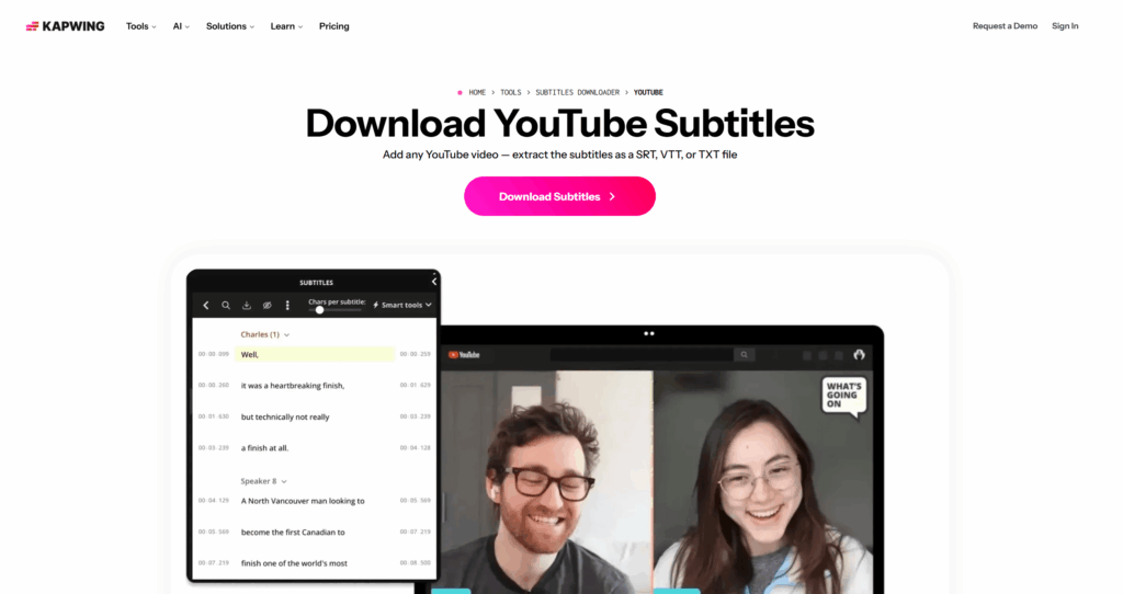 Kapwing: Best for Cleaning Up SRT Files and Reshaping Subtitle Text