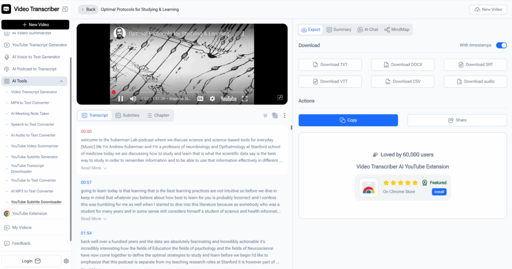 Video Transcriber AI: Best for Fast Subtitle Download and Online Editing