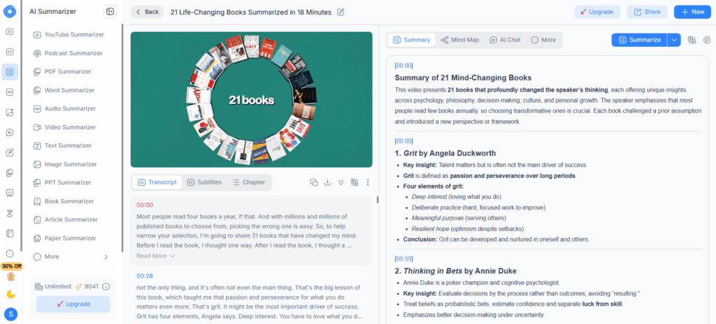 NoteGPT — The Deepest Chapter-by-Chapter YouTube Video Summarization